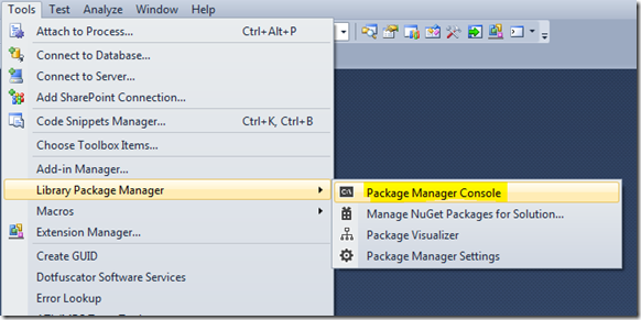 How to access Nuget Package Manager Console